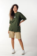 Camiseta Oversized Buly Classic Army Green Logo White