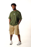 Camiseta Oversized Buly Classic Army Green Logo White