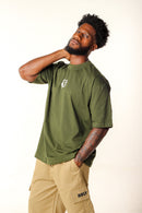 Camiseta Oversized Buly Classic Army Green Logo White