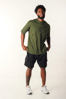 Camiseta Oversized Buly Classic Army Green Logo Black