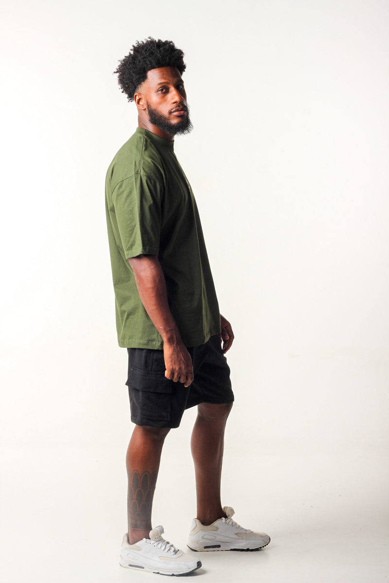 Camiseta Oversized Buly Classic Army Green Logo Black