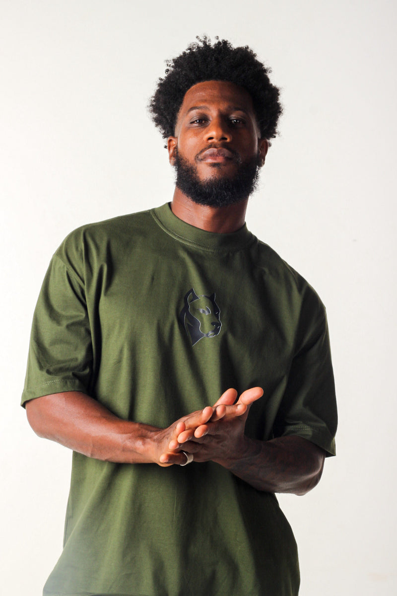 Camiseta Oversized Buly Classic Army Green Logo Black